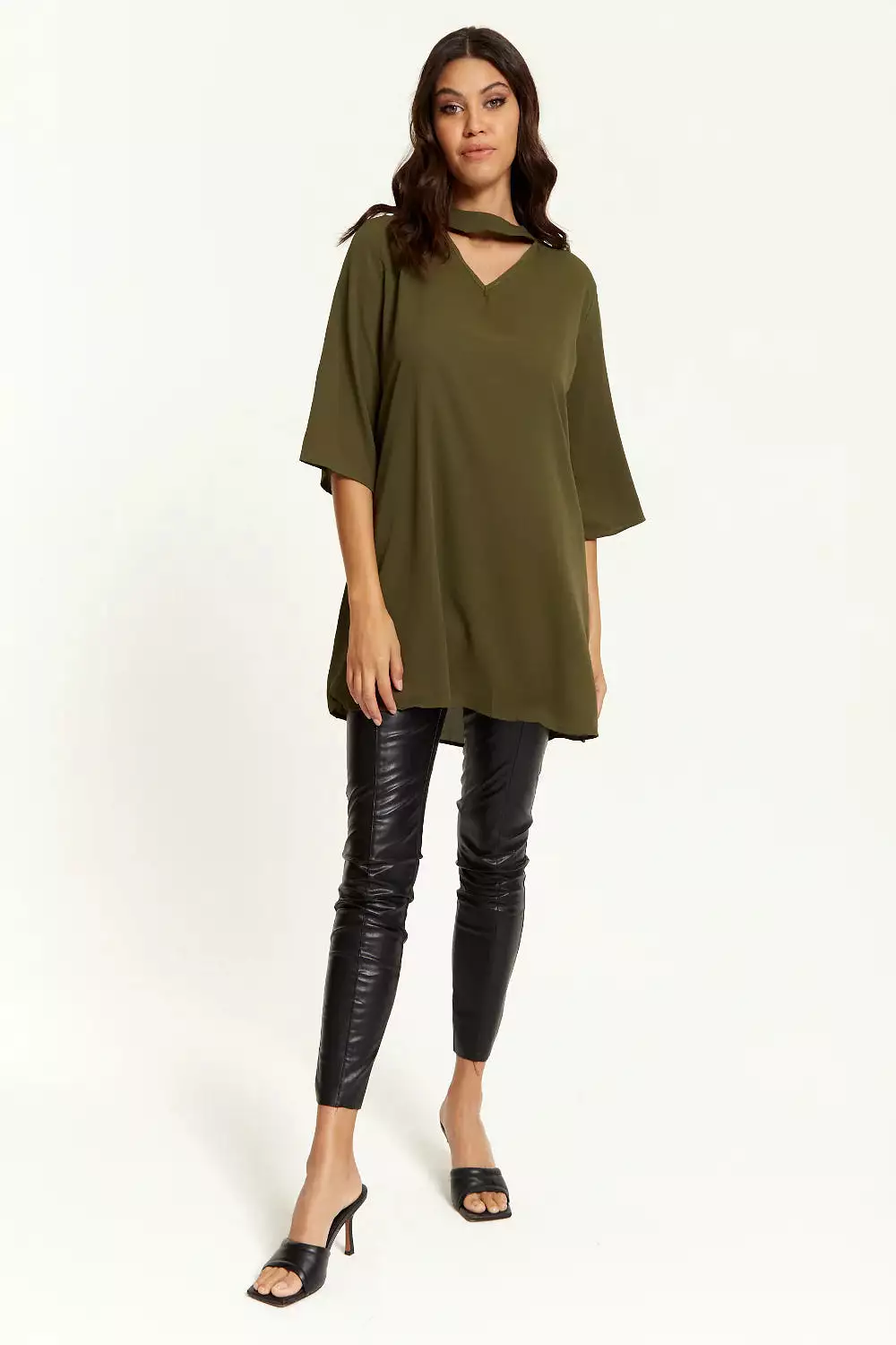 Hoxton Gal Oversized Detailed Neckline Tunic