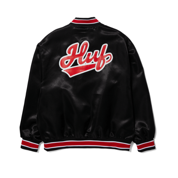 HUF Pop Fly Satin Baseball Jacket - Black