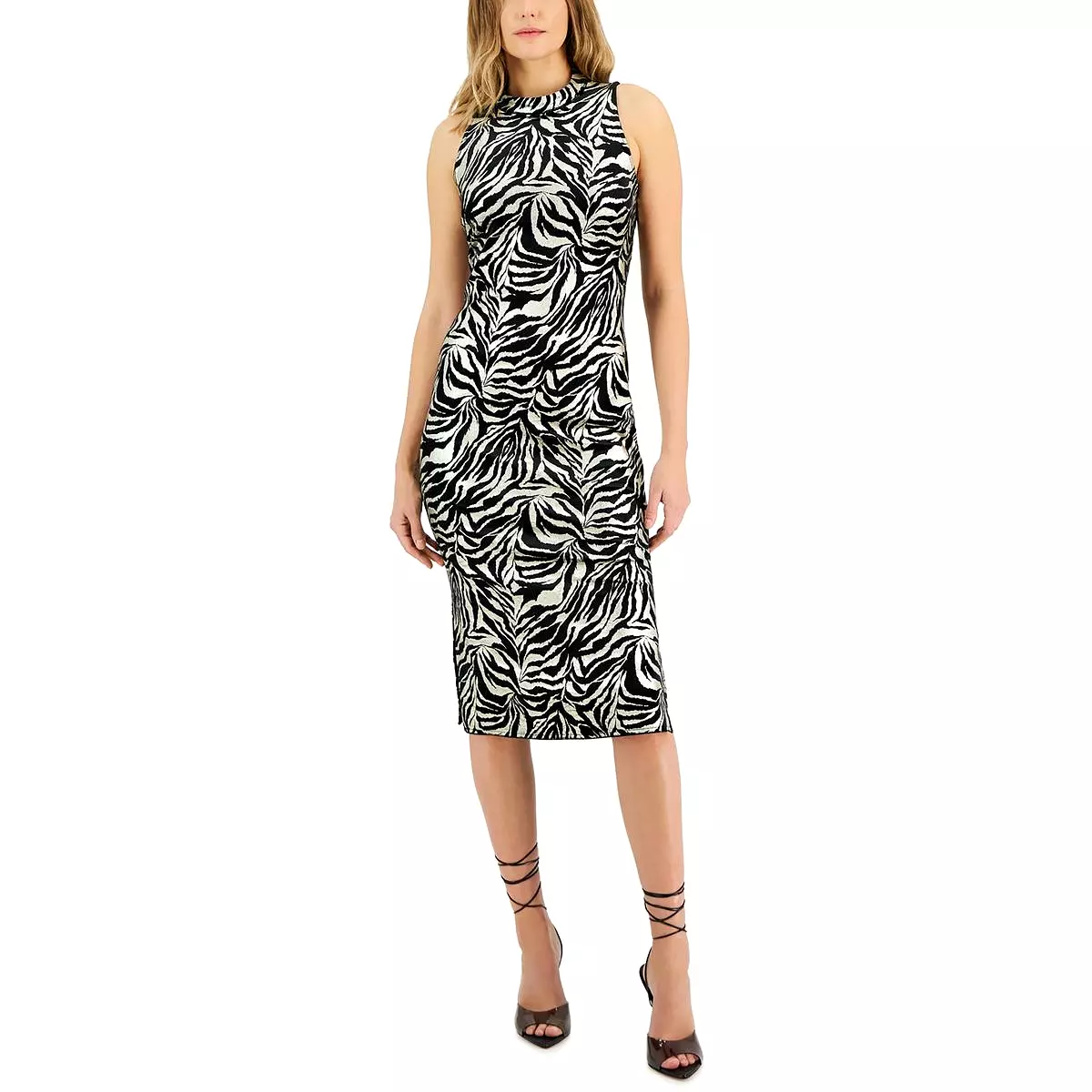 INC Womens Foiled Midi Sheath Dress