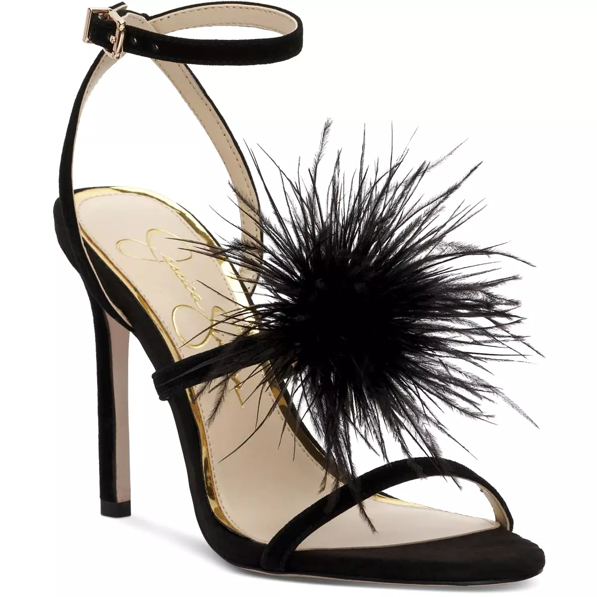 Jessica Simpson Womens Jenevya Suede Feathers Ankle Strap