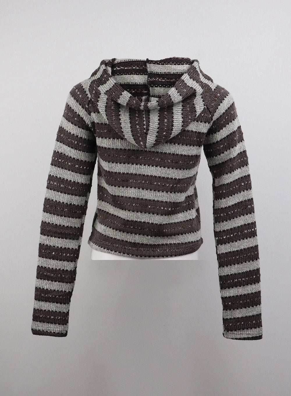 Knit Stripe Drawstring Long Sleeve Hoodie CJ411