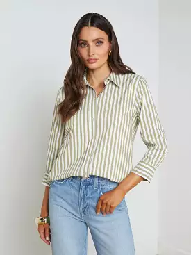 L’agence - Daniella Cotton Blend Blouse - Dried Herb/White Stripe