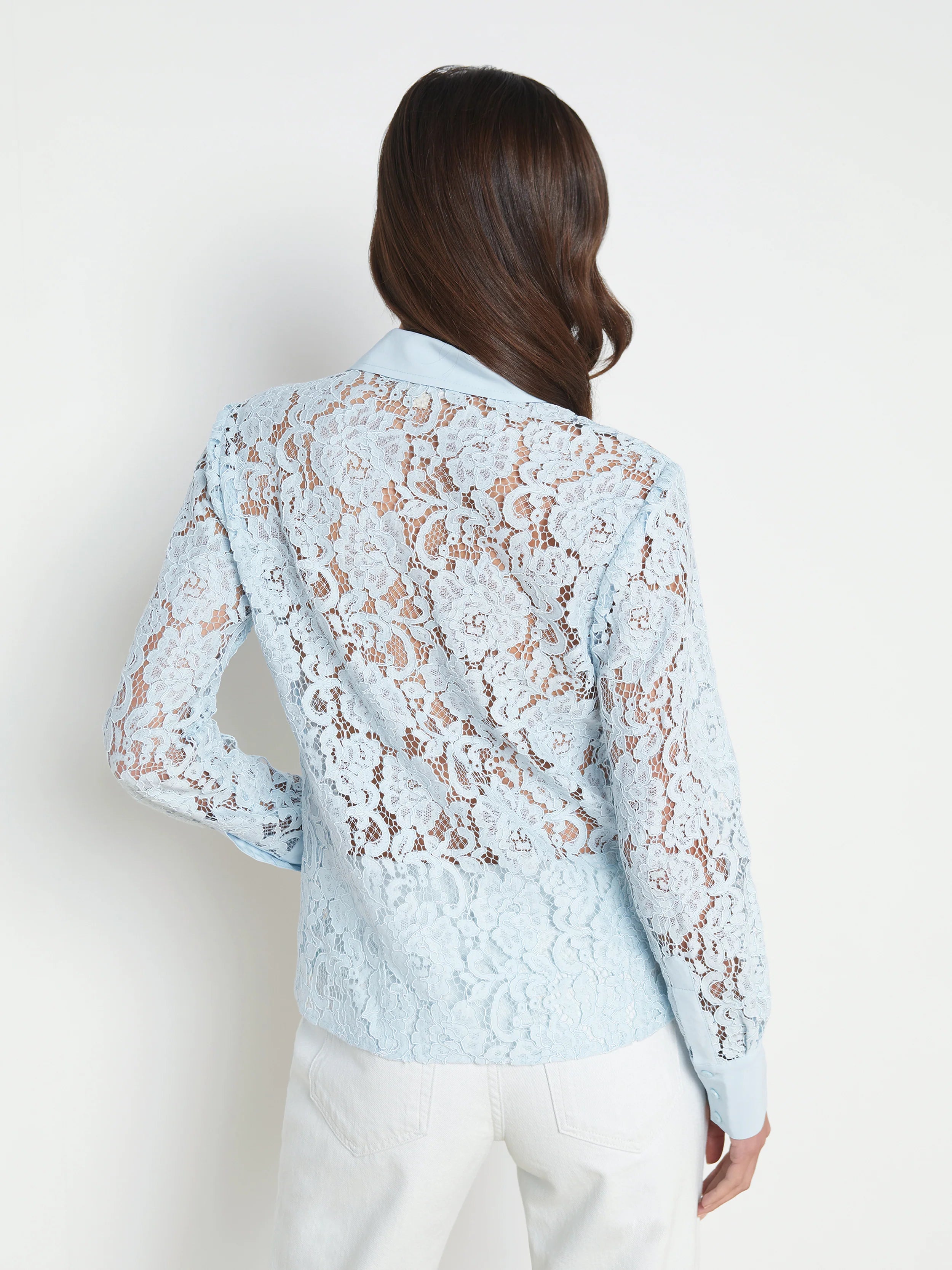 L’agence - Maia Lace Buttondown Blouse - Ice Water