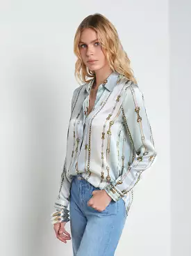 L’agence - Tyler Silk Blouse - Pastel Multi Belt Stripe