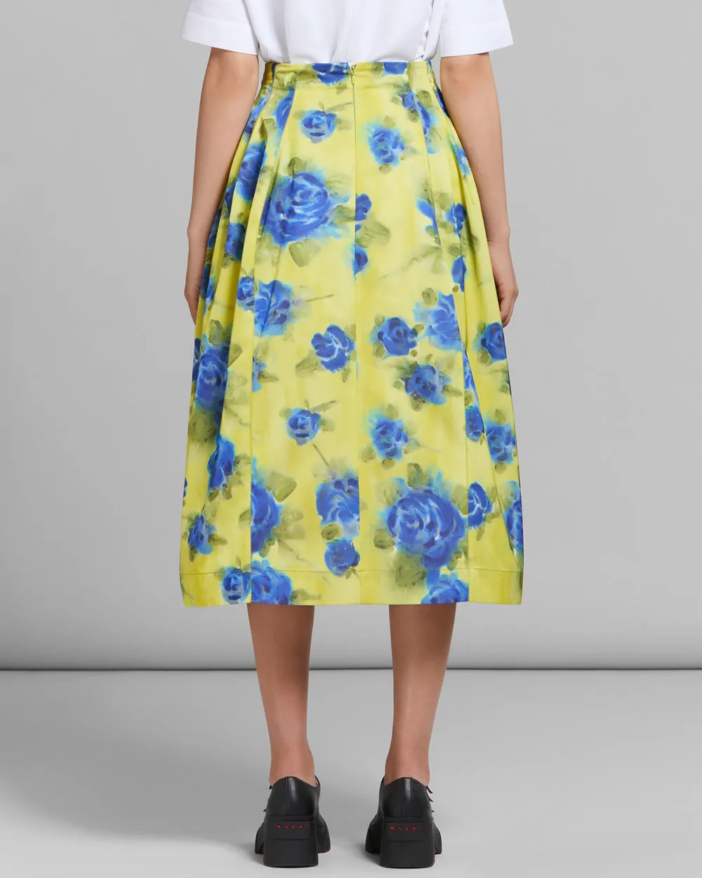 Lemonade Idyll Print High Rise Midi Skirt