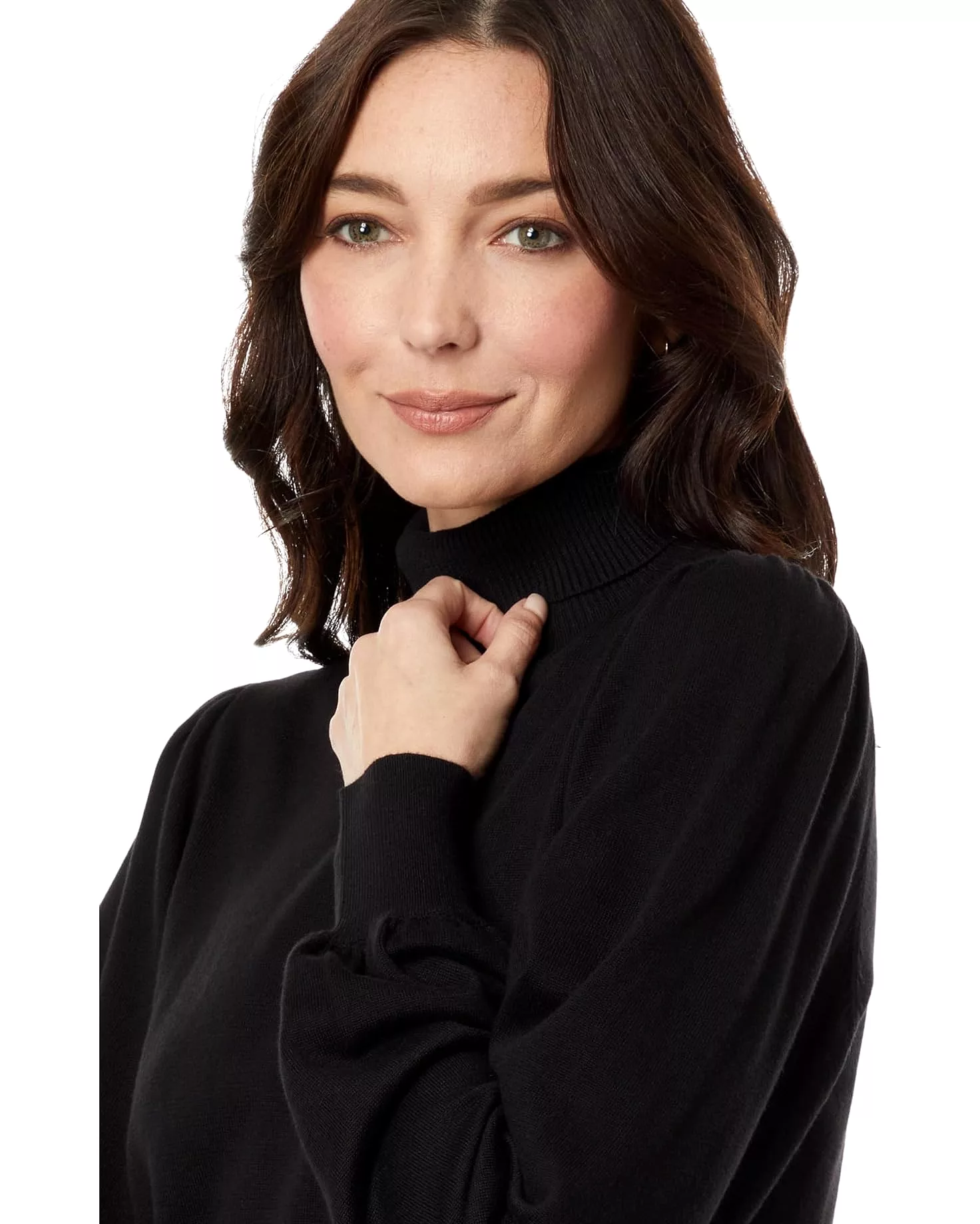 Lilla P Puff Sleeve Turtleneck Sweater - Black