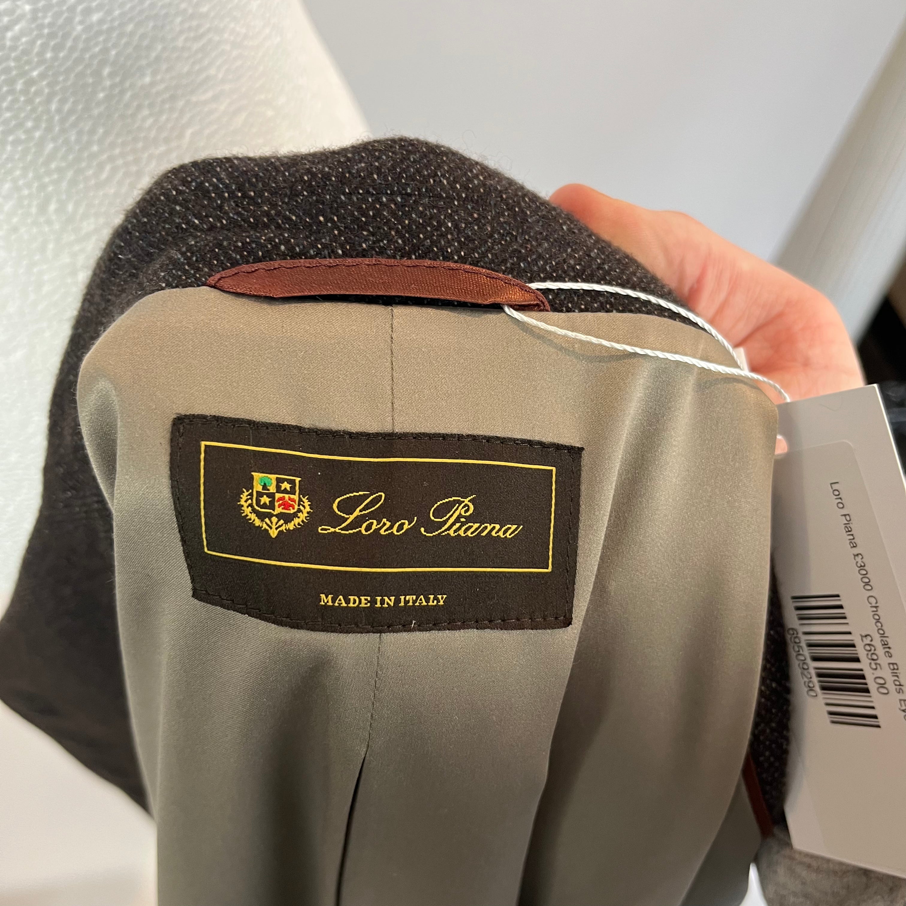 Loro Piana 3000 Chocolate Birds Eye Cashmere Jacket M