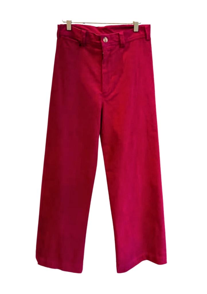 Magenta-Red Pincord Sailor Pants