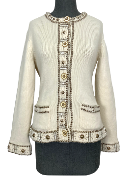 Oscar de la Renta Embellished Cashmere Sweater Size L