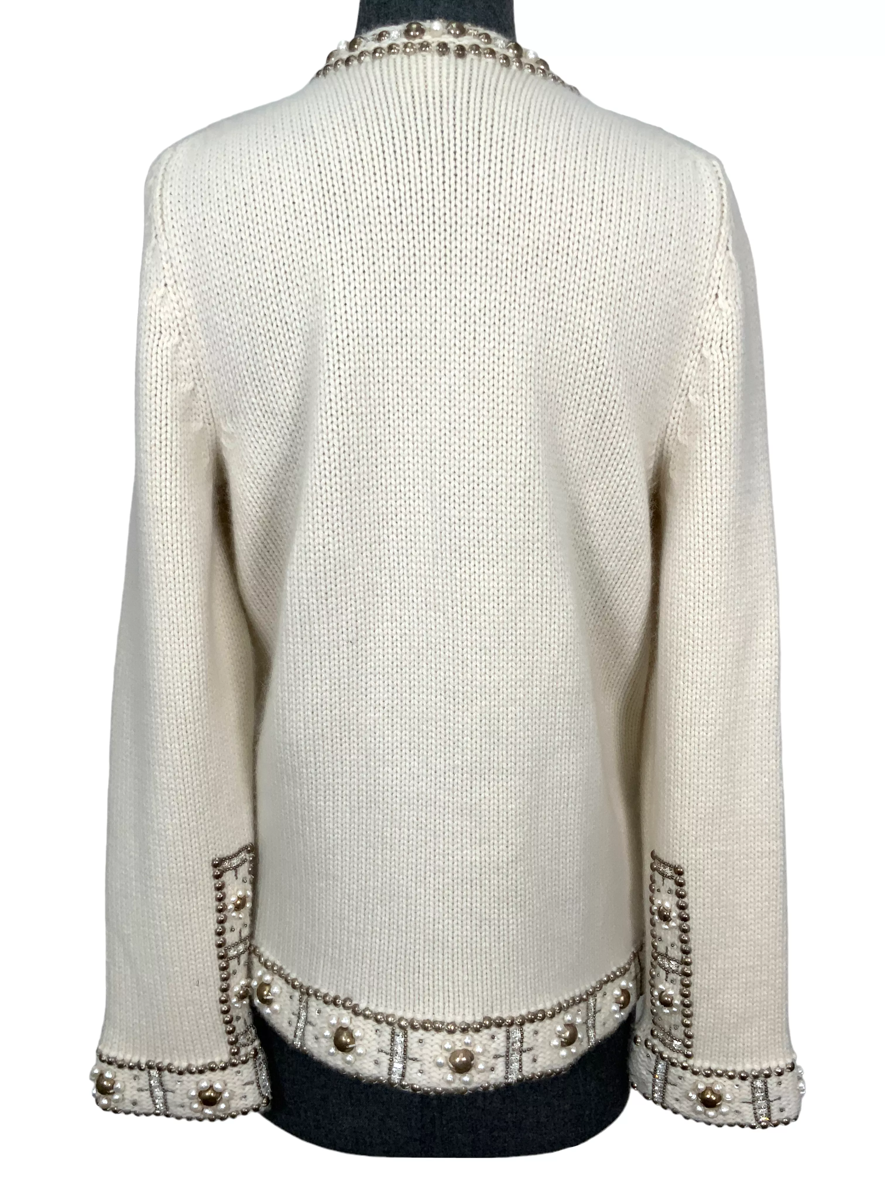 Oscar de la Renta Embellished Cashmere Sweater Size L