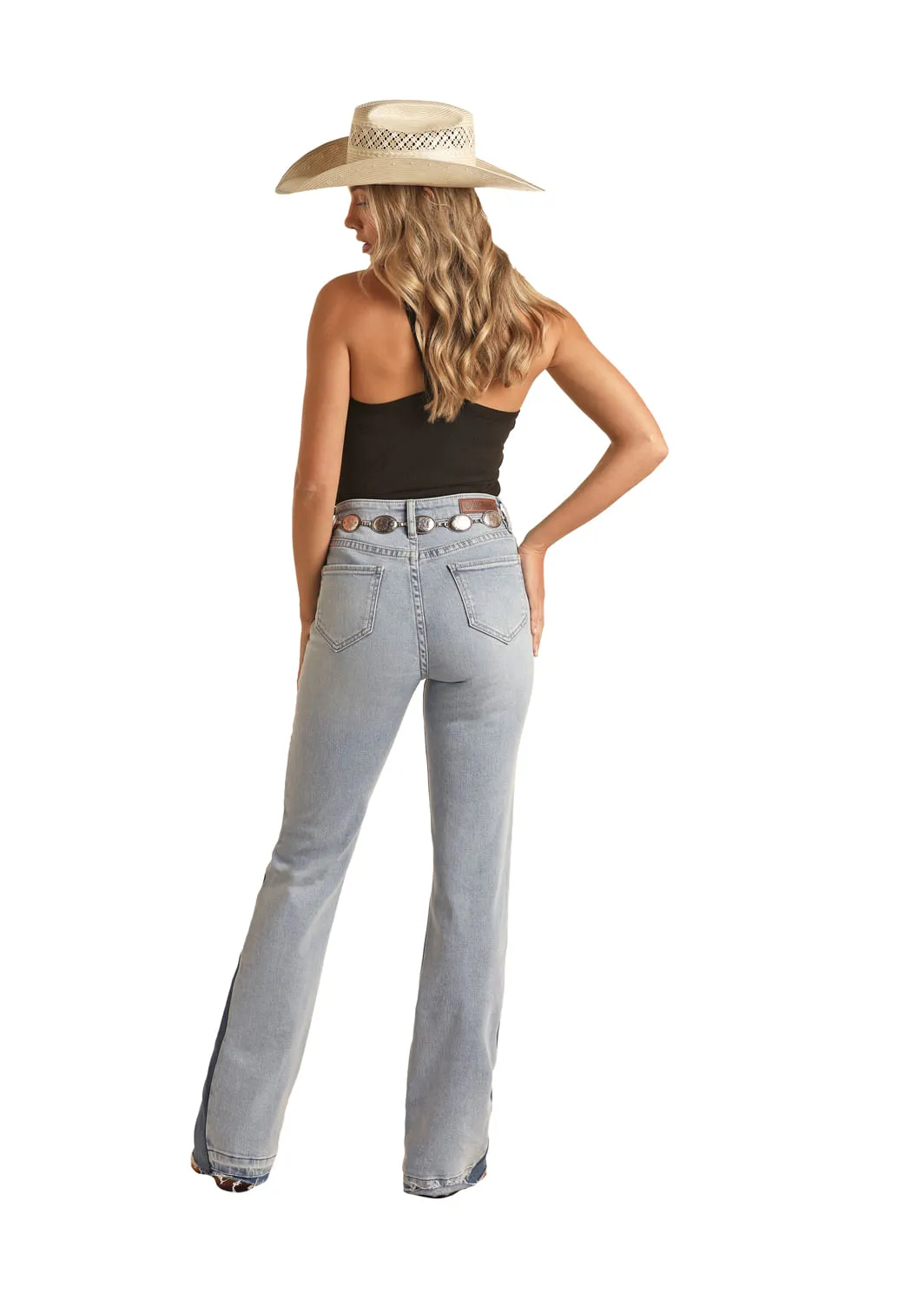 Panhandle Slim Womens Light Wash Insert High Rise Jeans