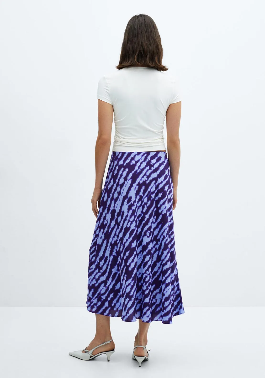 Printed satin skirt