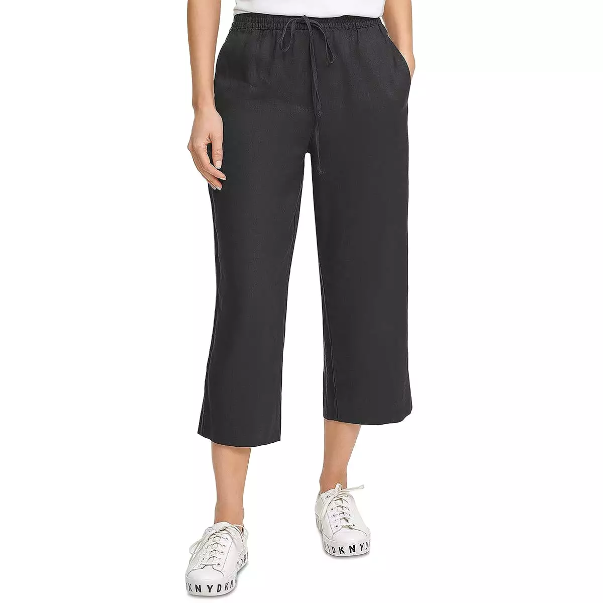 Pure DKNY Womens Linen Pull On Straight Leg Pants