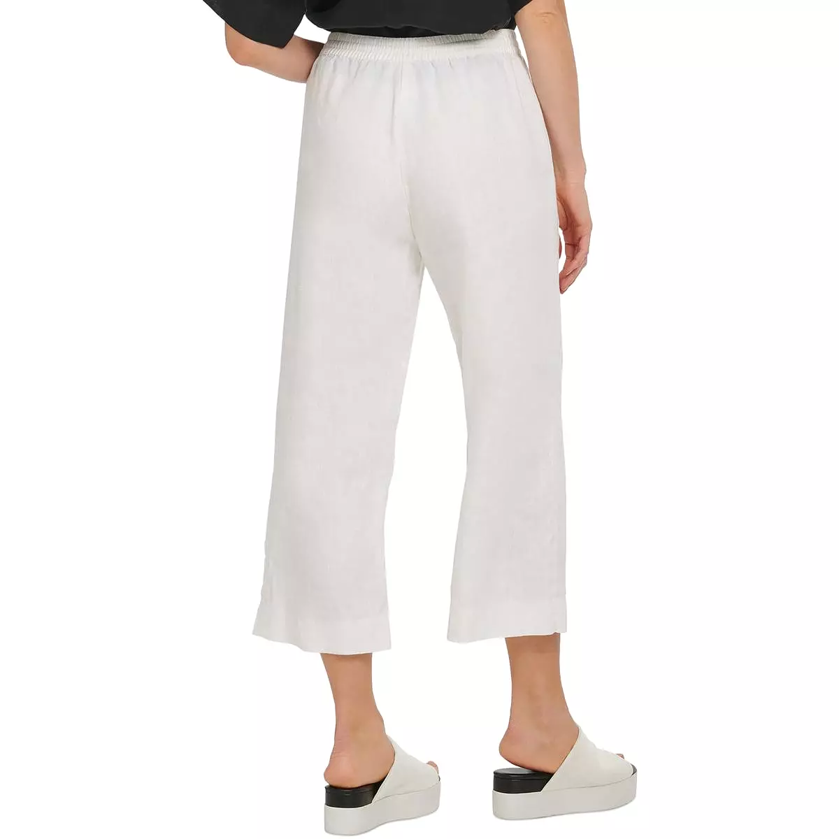 Pure DKNY Womens Linen Pull On Straight Leg Pants