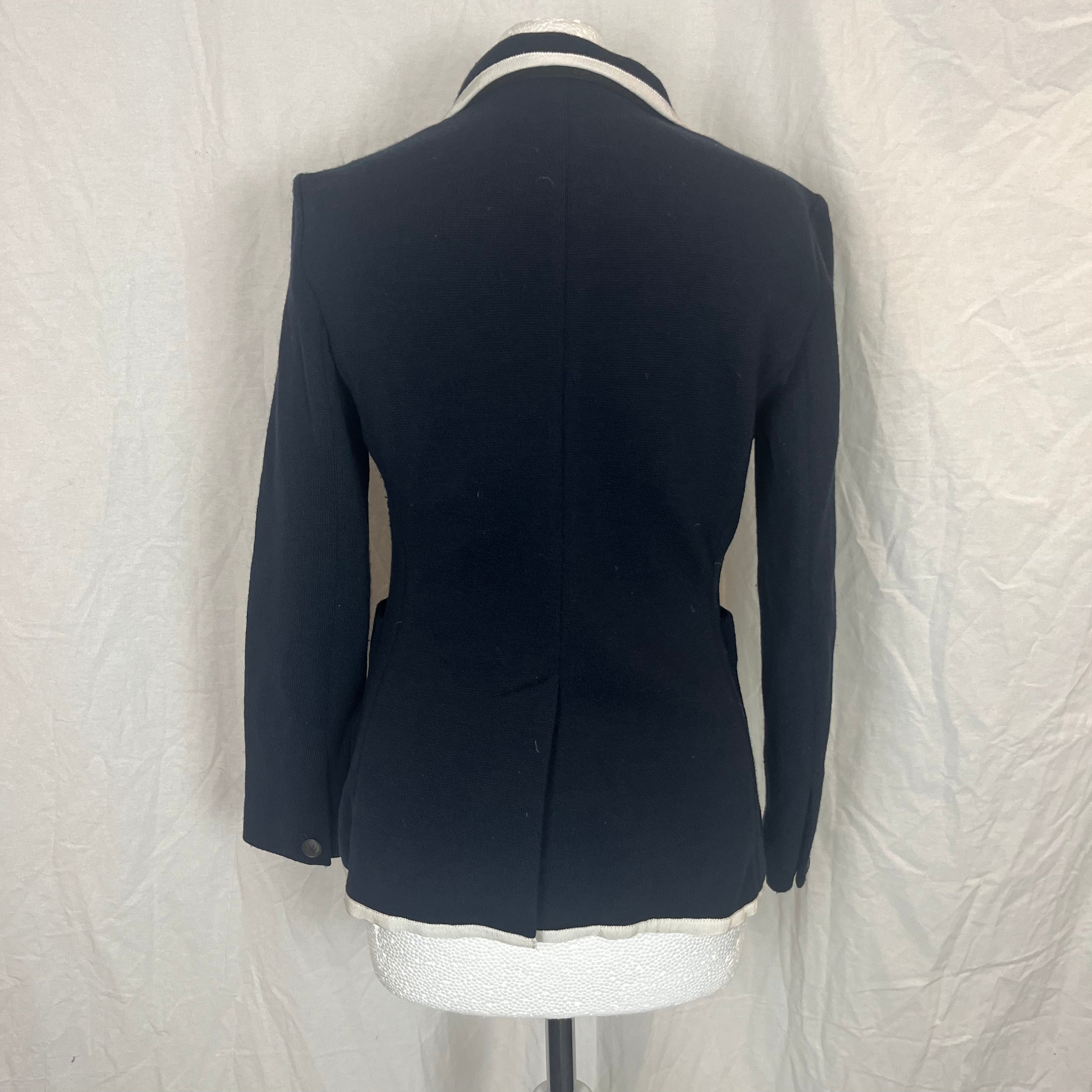 Rag & Bone Navy Wool Knit Blazer with Contrast Trim XS