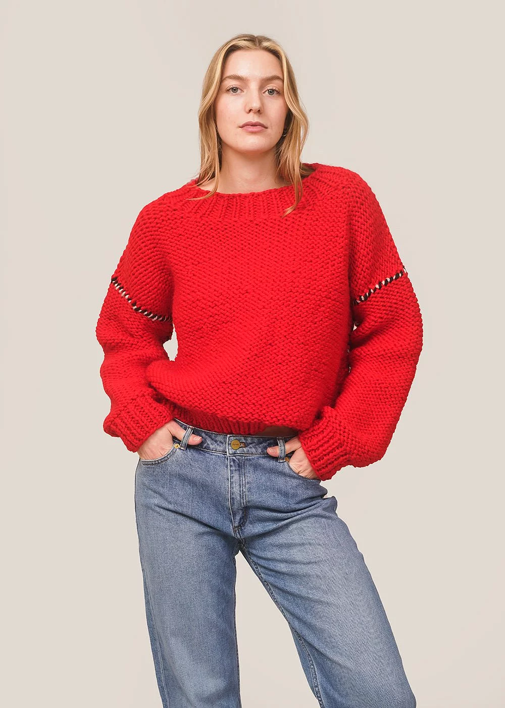 Red Deconstructed Sweater