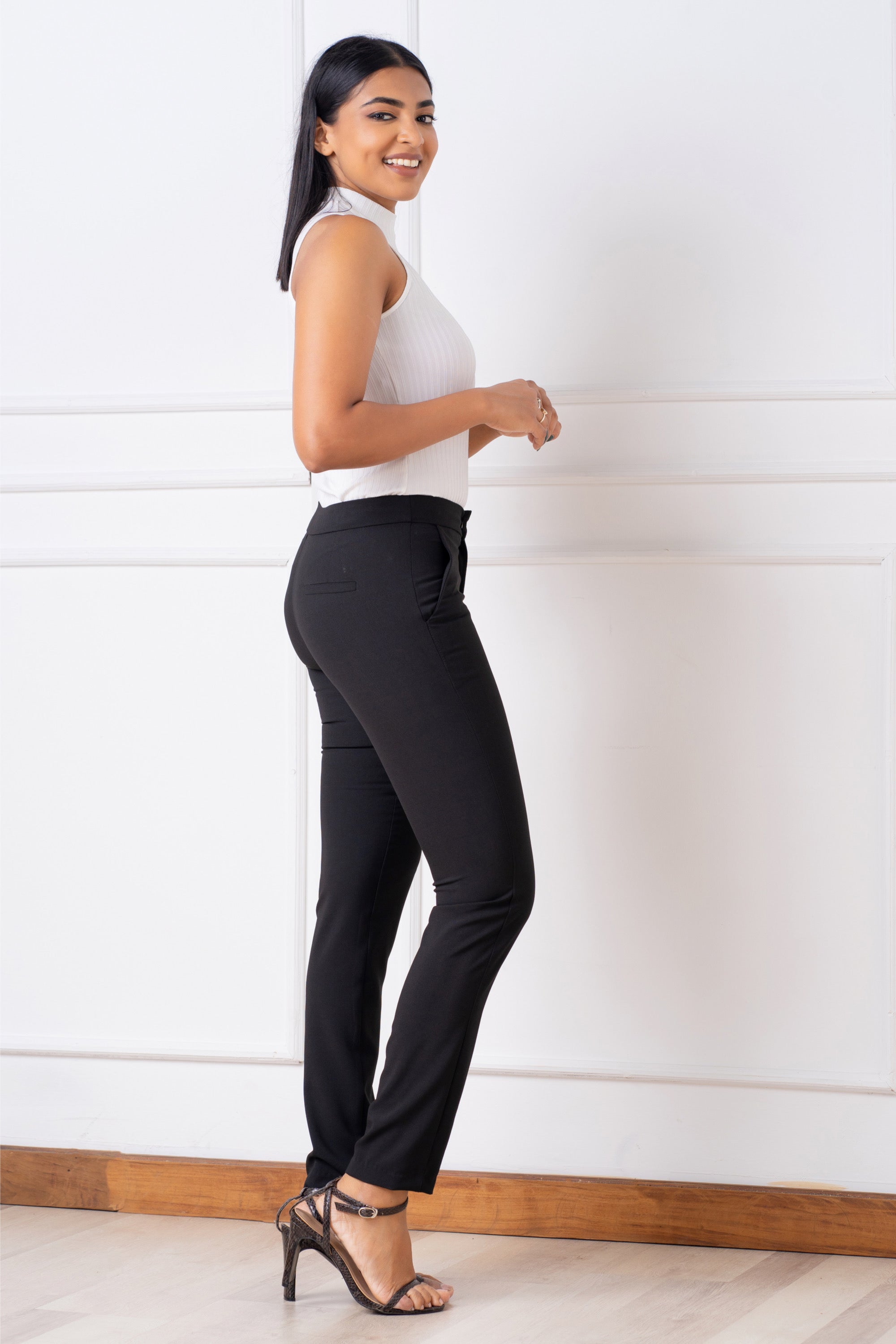 Regular Waist Slim Cut Pant - Slim Fit