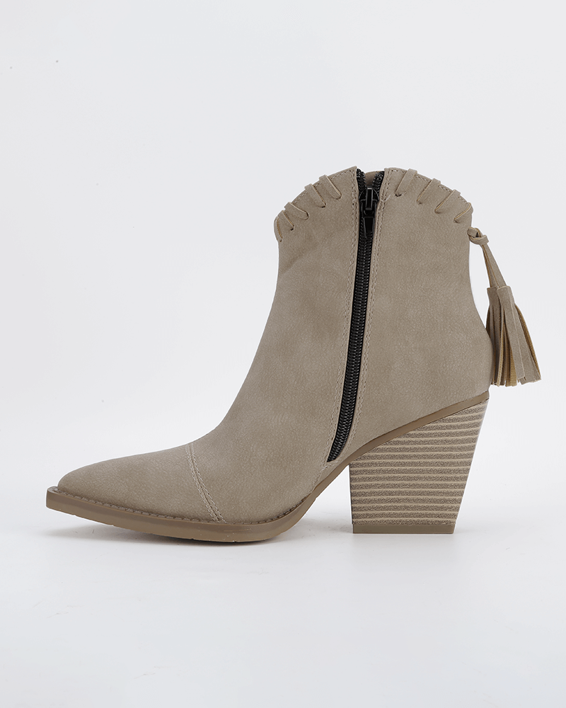 Retro Tassel Zipper Chunky Heel Ankle Boots