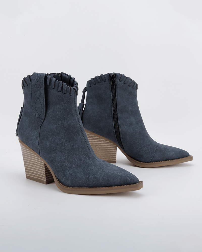 Retro Tassel Zipper Chunky Heel Ankle Boots