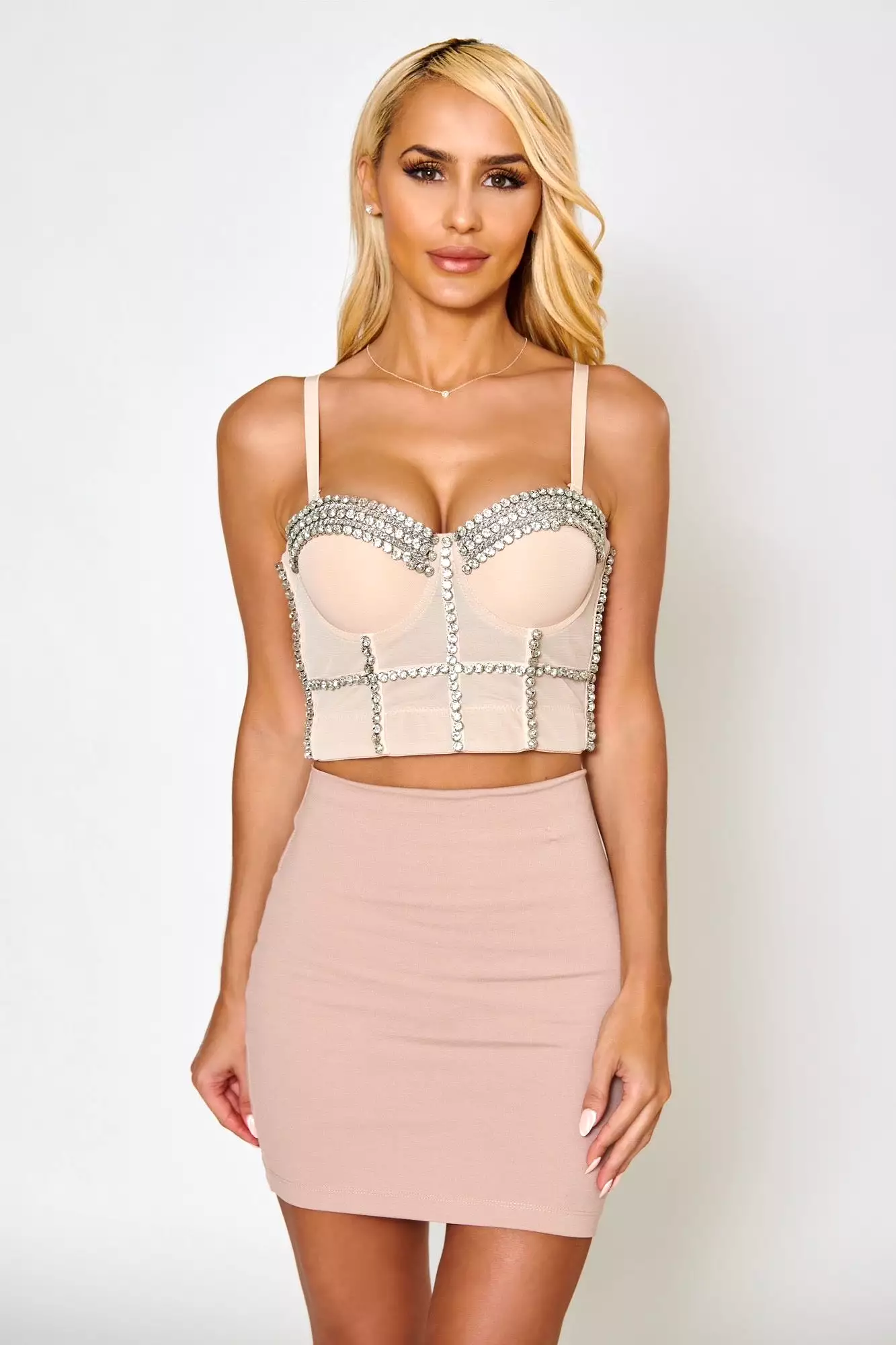 Ruby Rhinestone Corset Top - Ivory