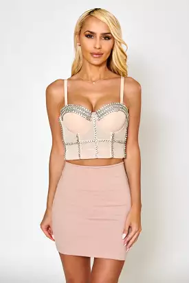 Ruby Rhinestone Corset Top - Ivory