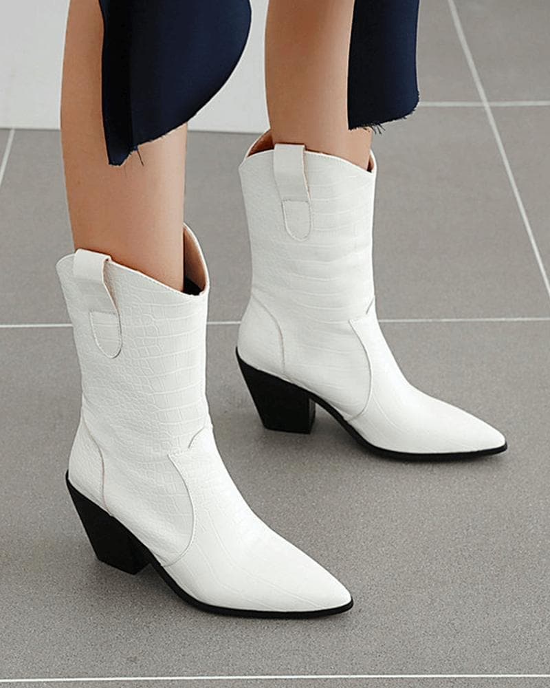 Soild Color Pointed Toe Boots