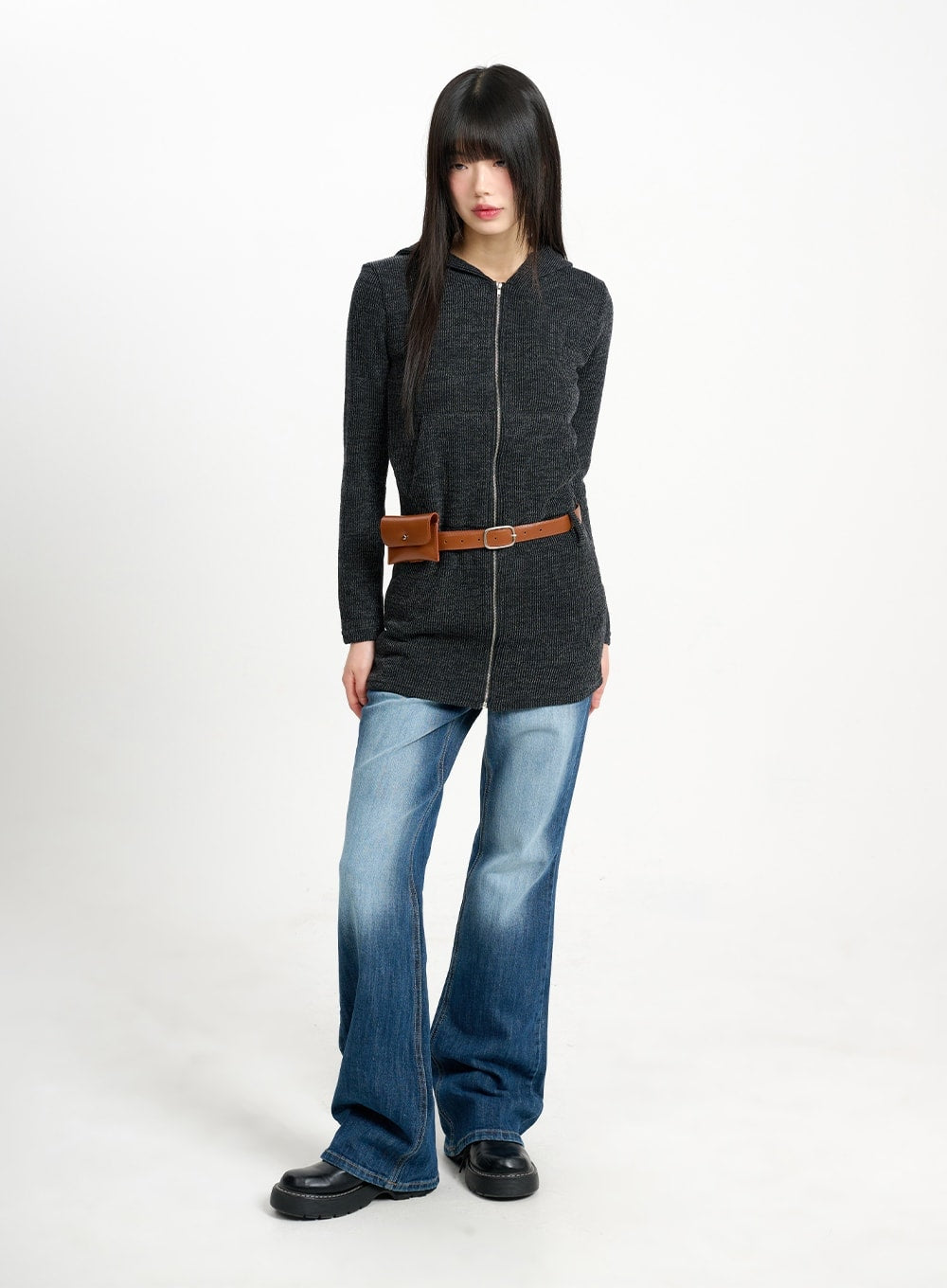 Solid Zipper Long Sleeve Hoodie CM415