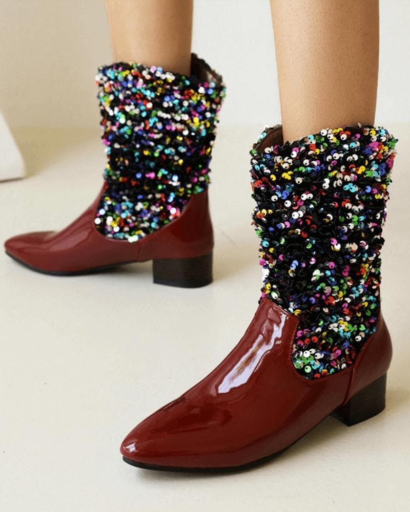 Sparkling Glitter Slip On Boots