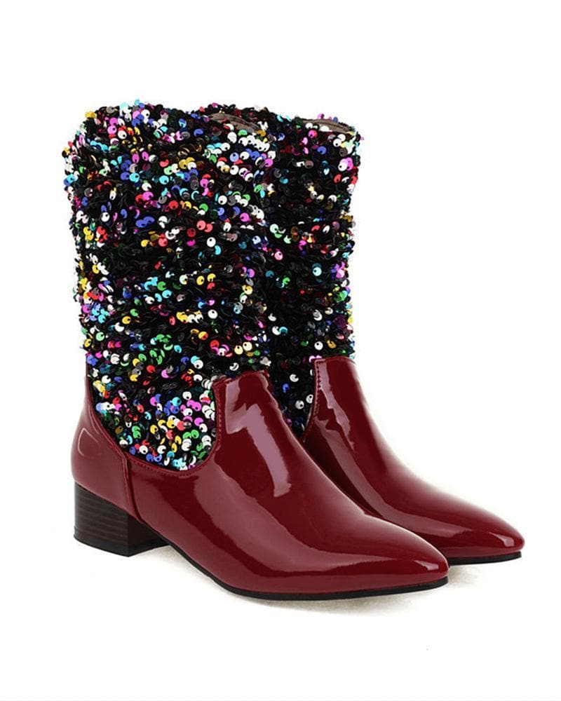 Sparkling Glitter Slip On Boots