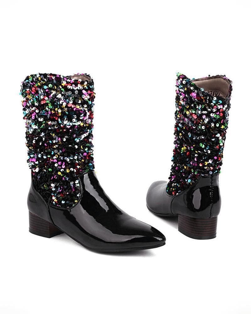 Sparkling Glitter Slip On Boots