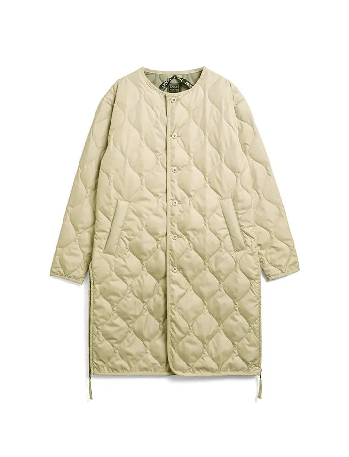 Taion Military Crew Neck Down Coat Cream