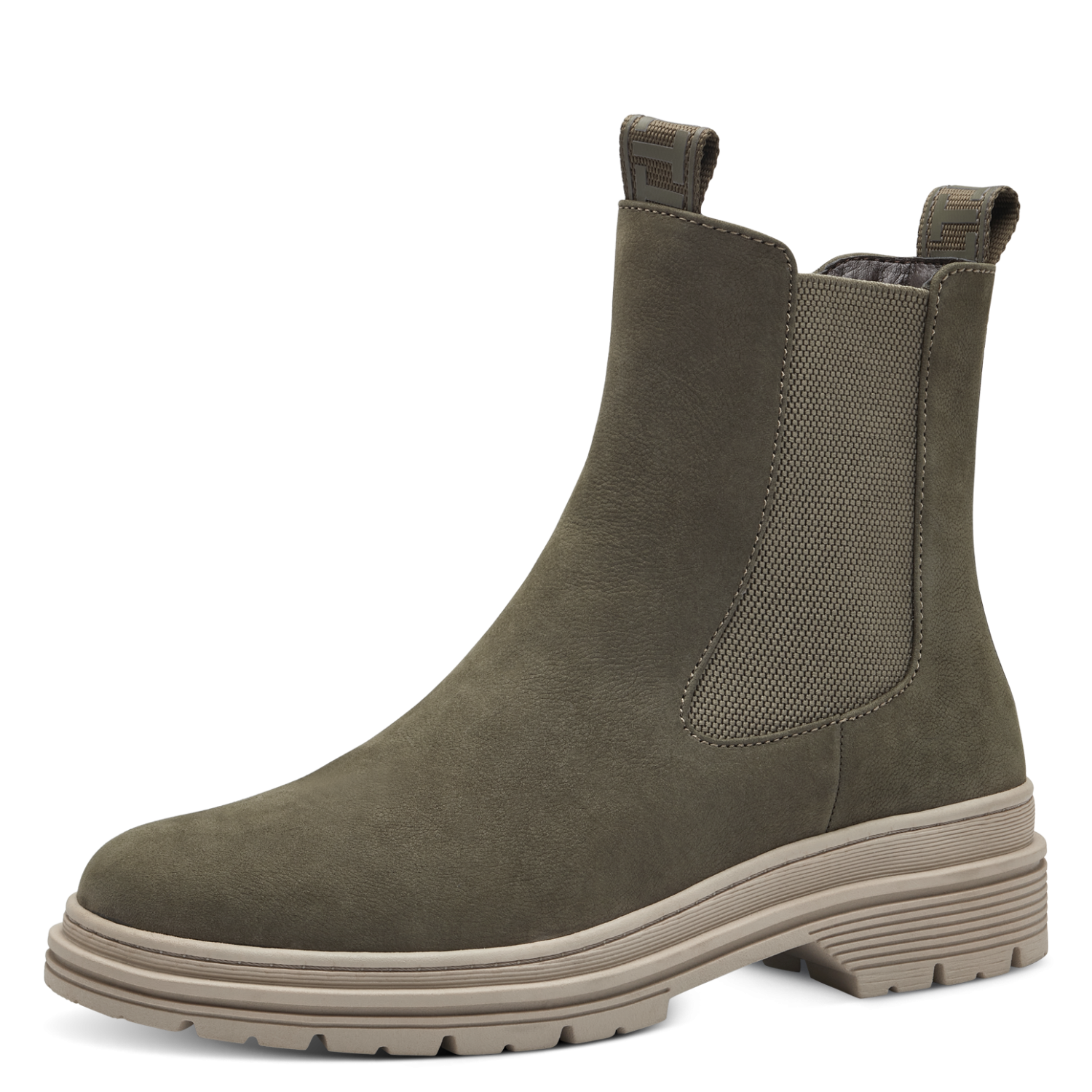 Tamaris Olive Leather Chelsea Boot