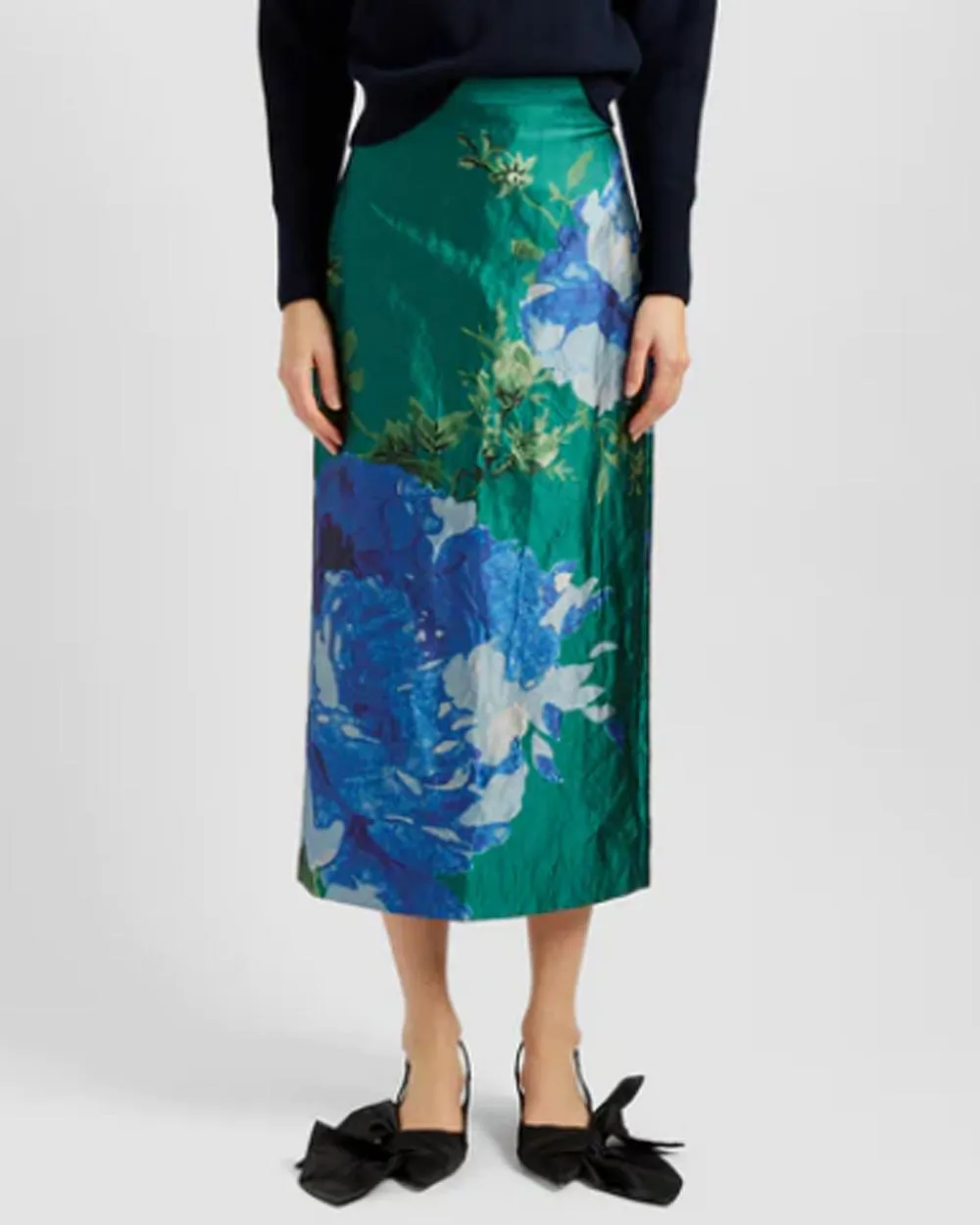 Teal Midi Pencil Skirt