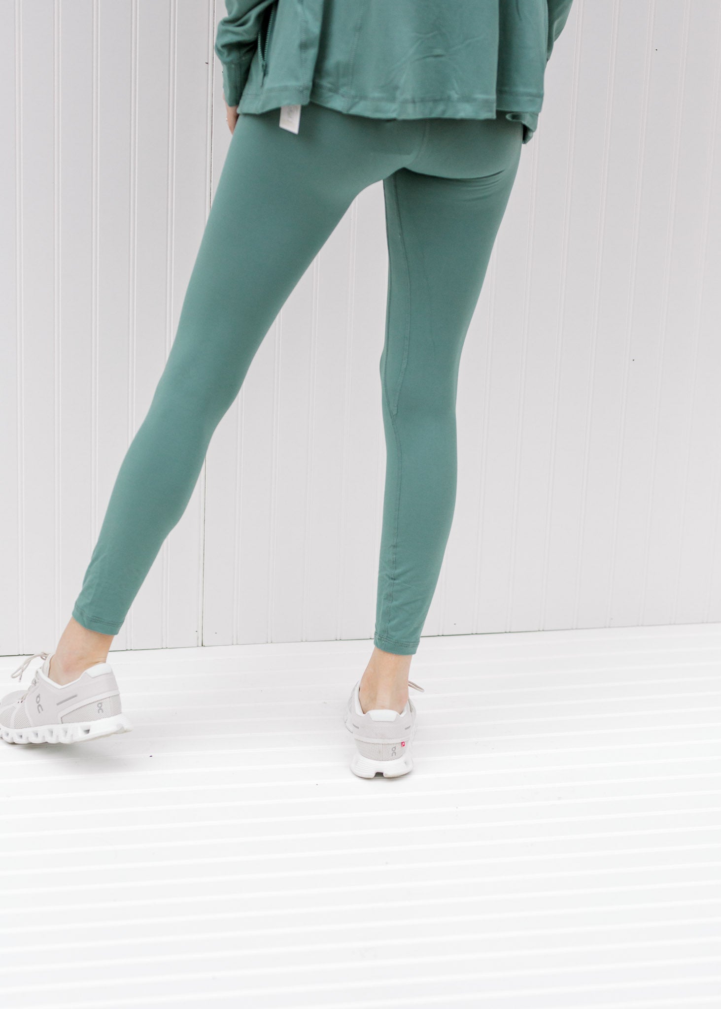 Teal Two Line Yoga Leggings