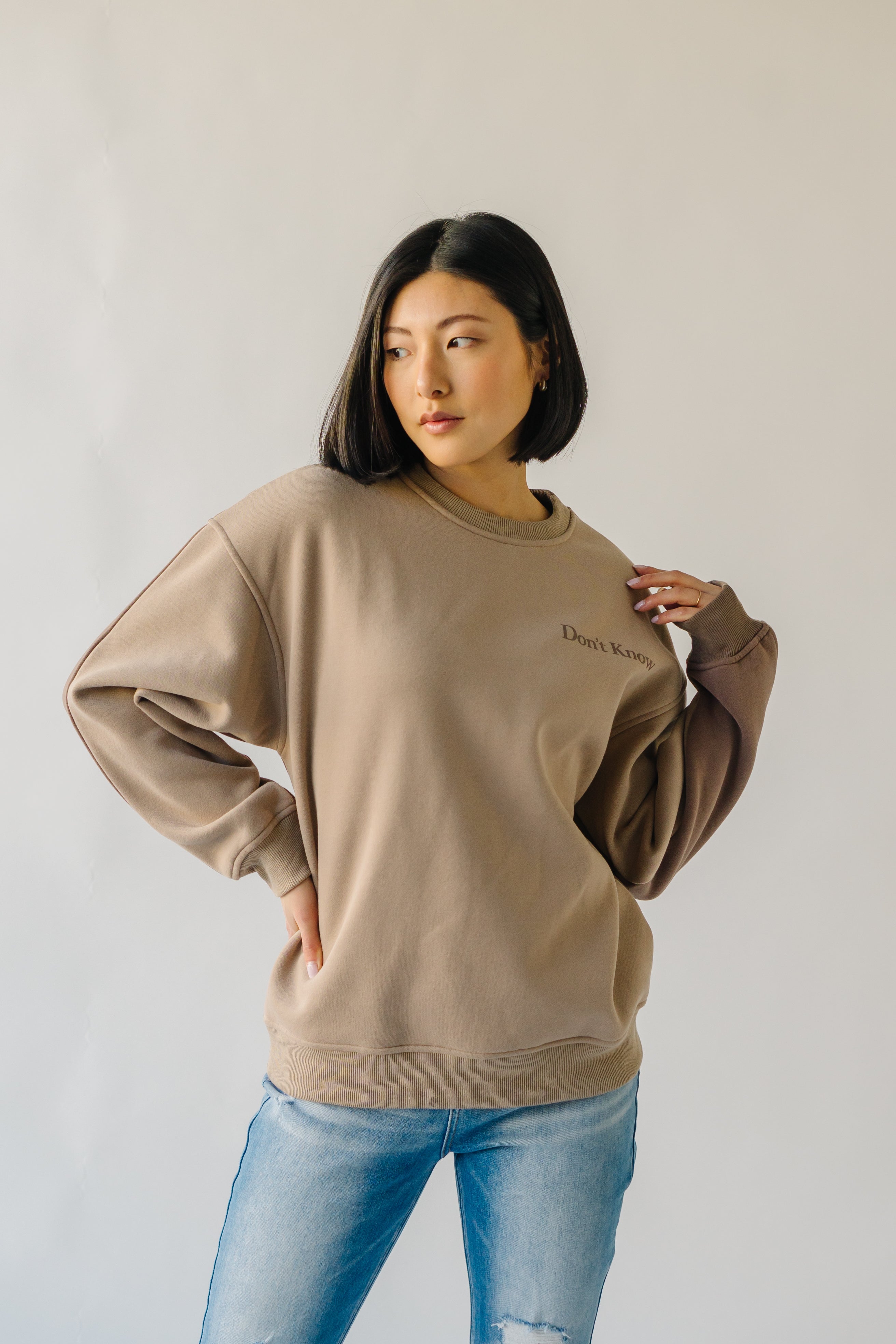 The Don't Know, Don't Care Pullover in Taupe