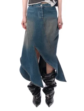 Vaillant Stained Denim Petal Shape Skirt