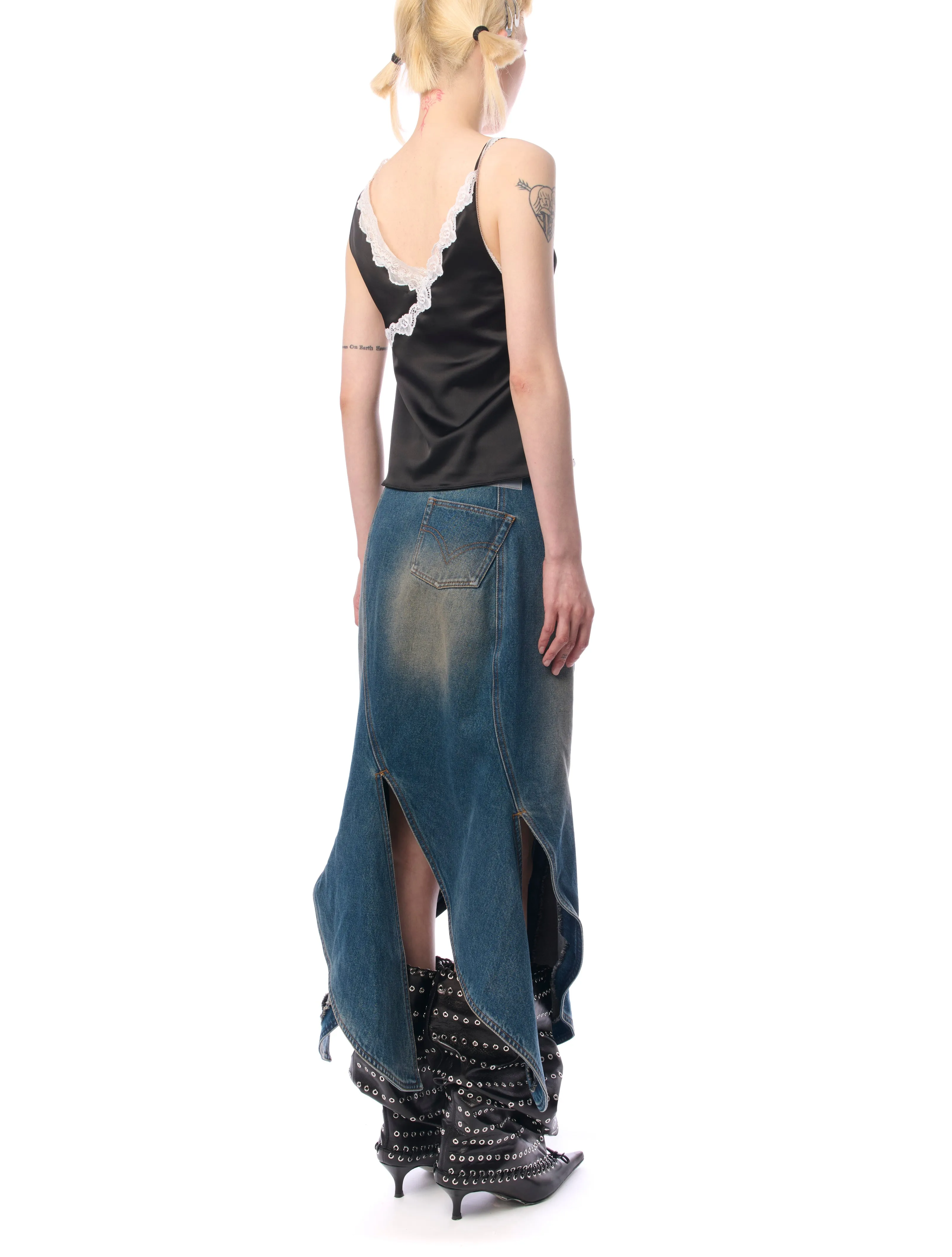 Vaillant Stained Denim Petal Shape Skirt