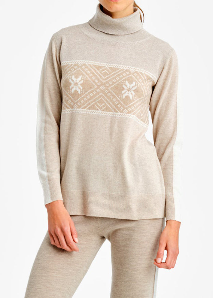 We Norwegians Snowflake Rollneck Cashmere Sweater - Beige