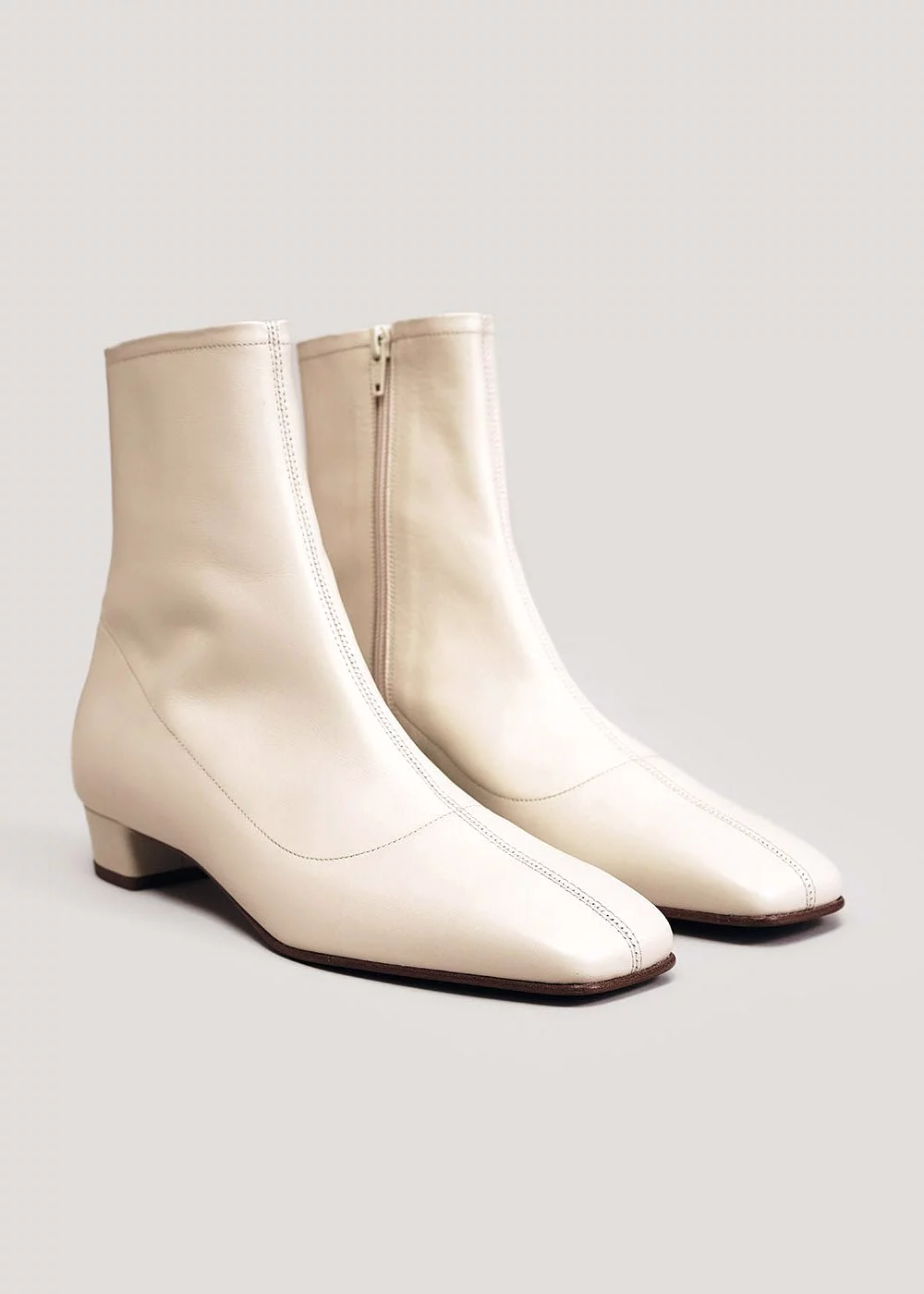 White Leather Este Boots