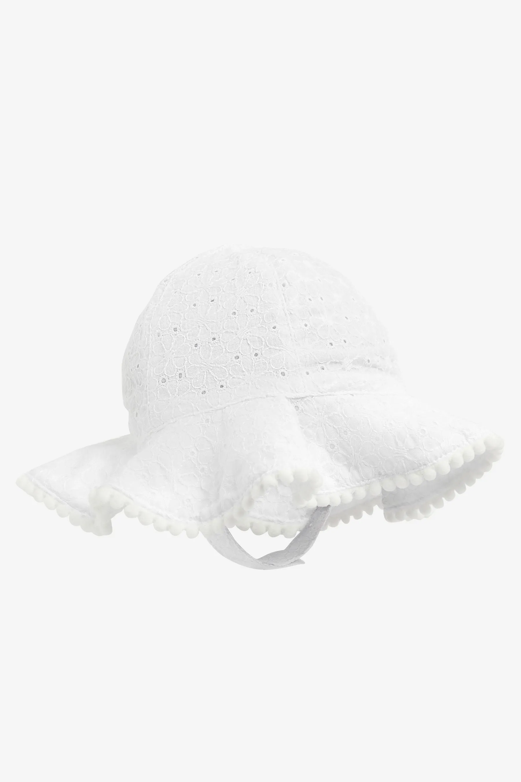 White/Pink Baby Broderie Wide Brim Hats 2 Pack (0mths-2yrs)