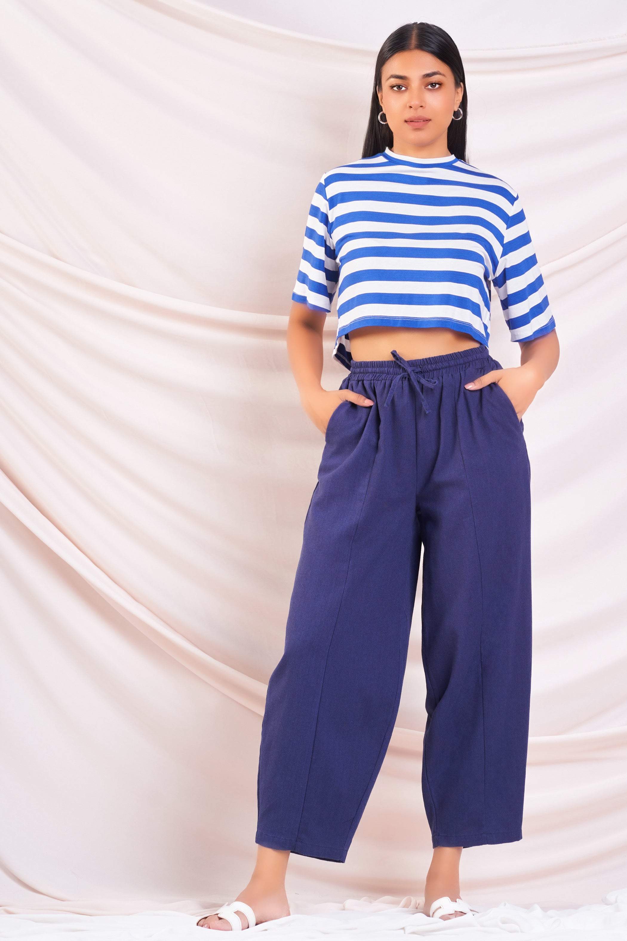 Wide Leg Drawstring Linen Pant