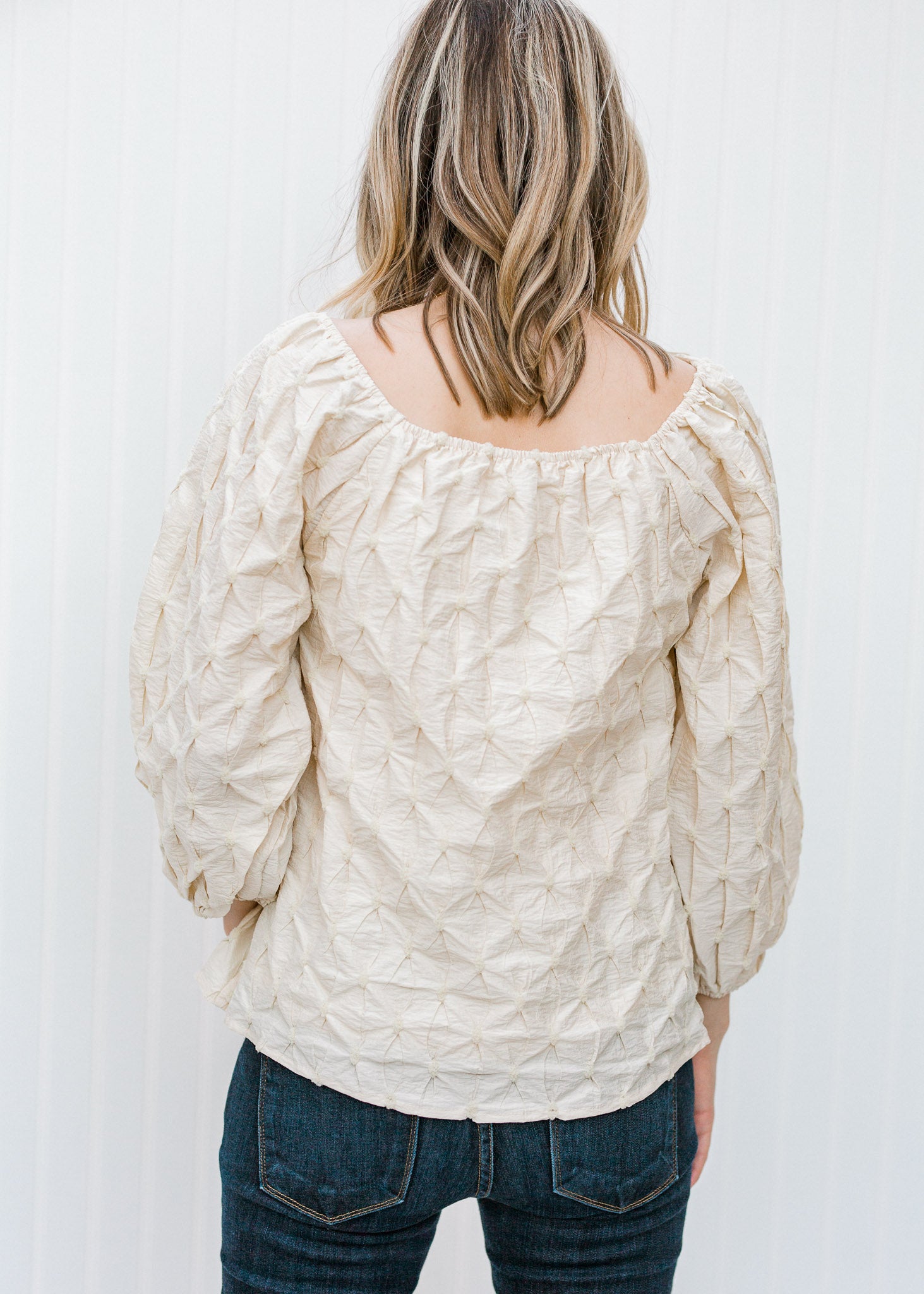 X Cream Square Neck Blouse