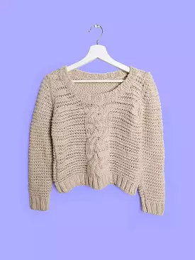 Y2K Cable Knit Crop Sweater - size S-M