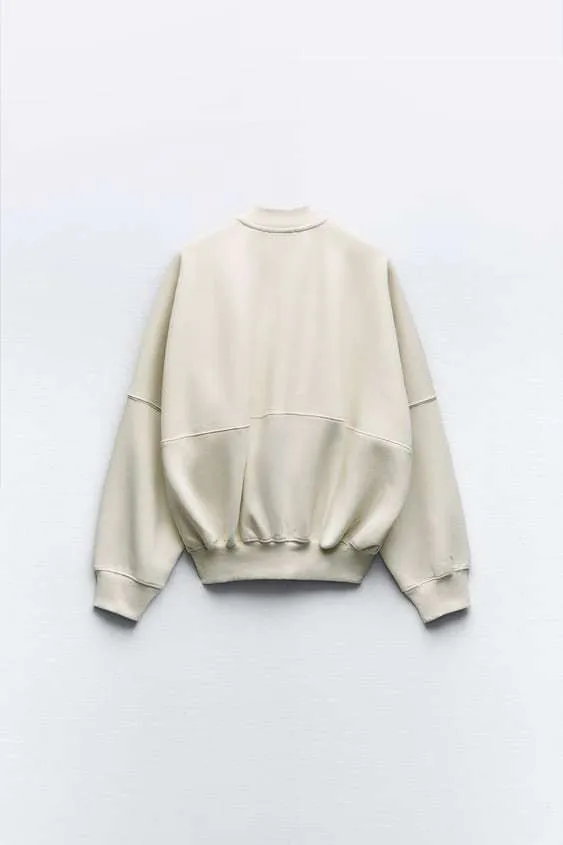 ZARA  |ZIPPERED BOMBER SWEATSHIRT