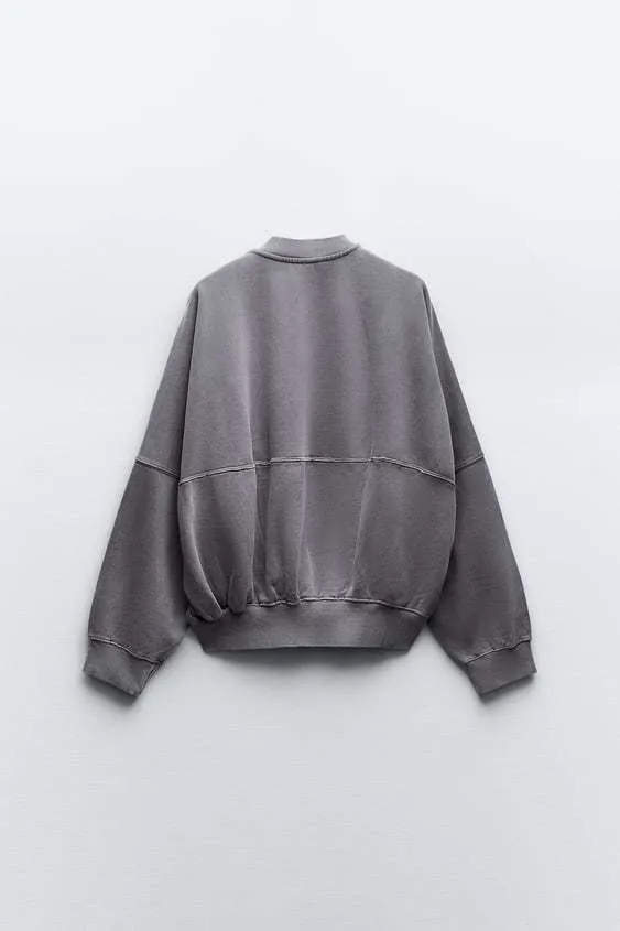 ZARA  |ZIPPERED BOMBER SWEATSHIRT